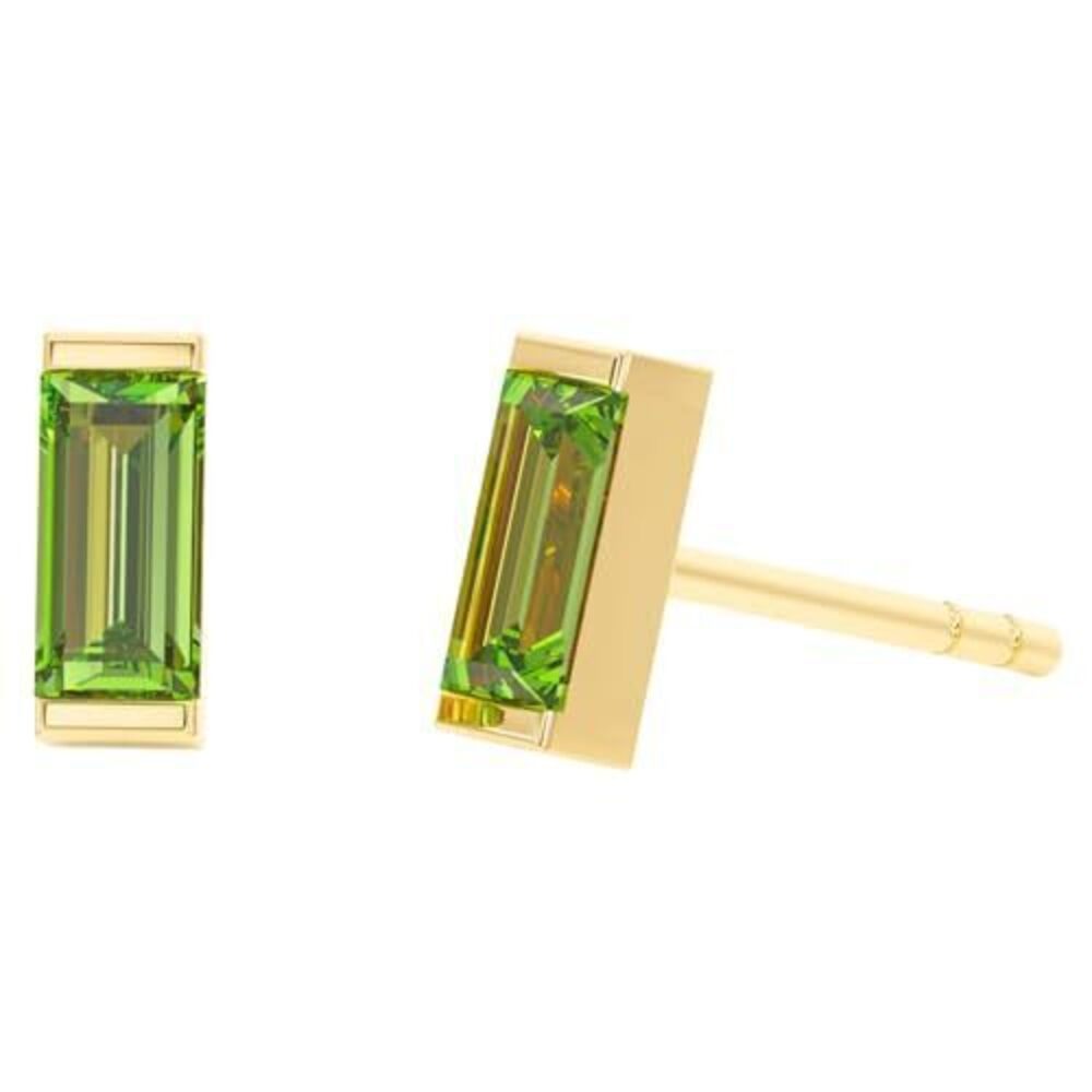 2457 Peridot Stud Earrings , Rectangle Stud Earrings - Hypoallergenic 18K